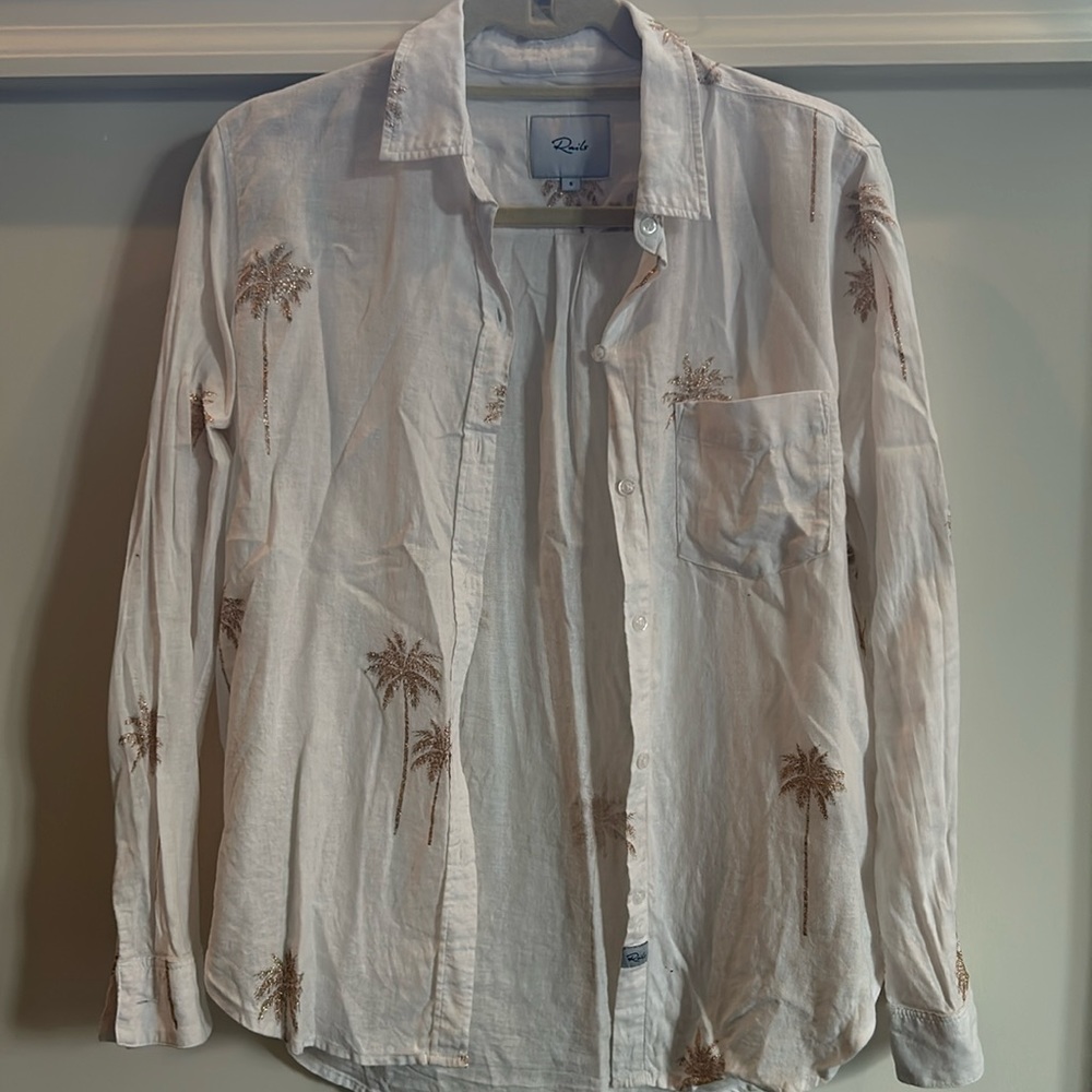 Palm Tree White Button Down